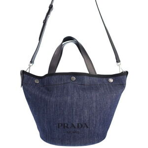 Prada Denim Bucket Shaped Tote Bag